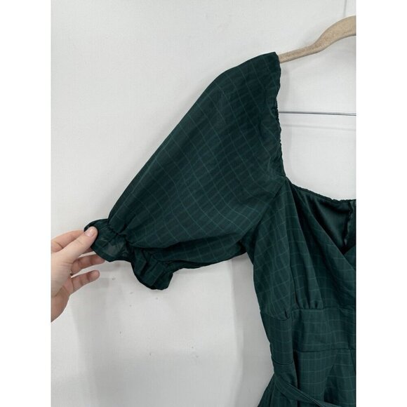 Trixxi Dress Women Medium Green Pine Short Sleeve Belt Preppy Fairycore Festival - Picture 12 of 13